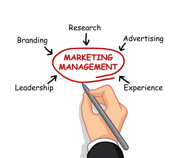 Hombre de negocios escritura gestión de marketing — Foto de Stock