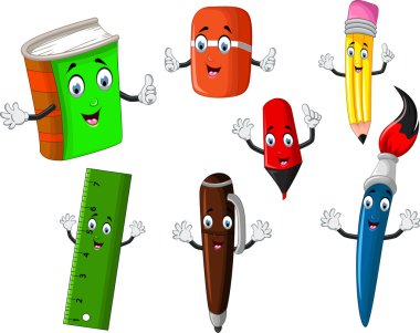 Okul Kırtasiye araç karikatür tasarımınız için