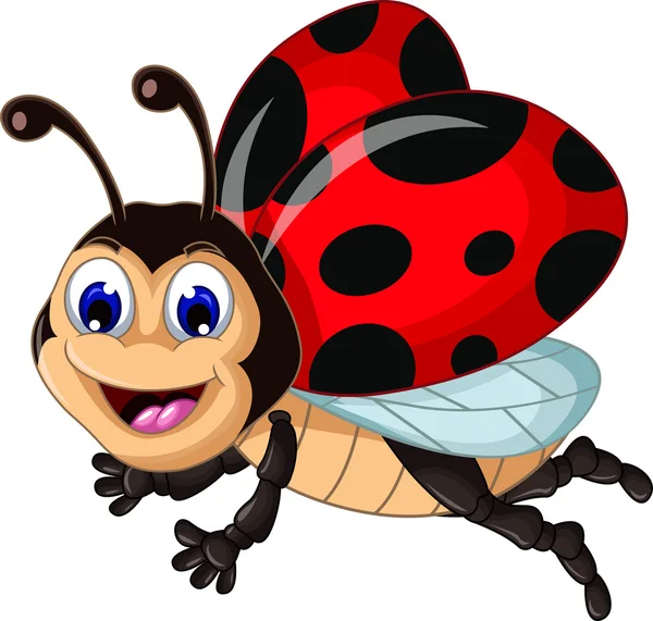 Funny ladybugs flying cartoon for your design — Stock Photo, Image