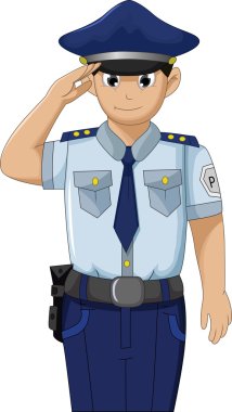 Polis memurları sizin tasarımınız için saygıdeğer ve saygıdeğer bir çizgi film çiziyor.