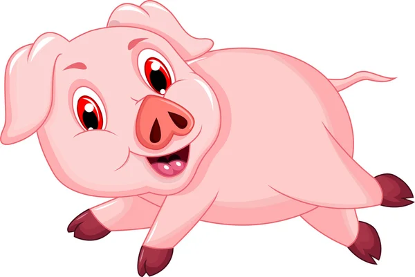 Funny pig cartoon running — Stock Photo, Image