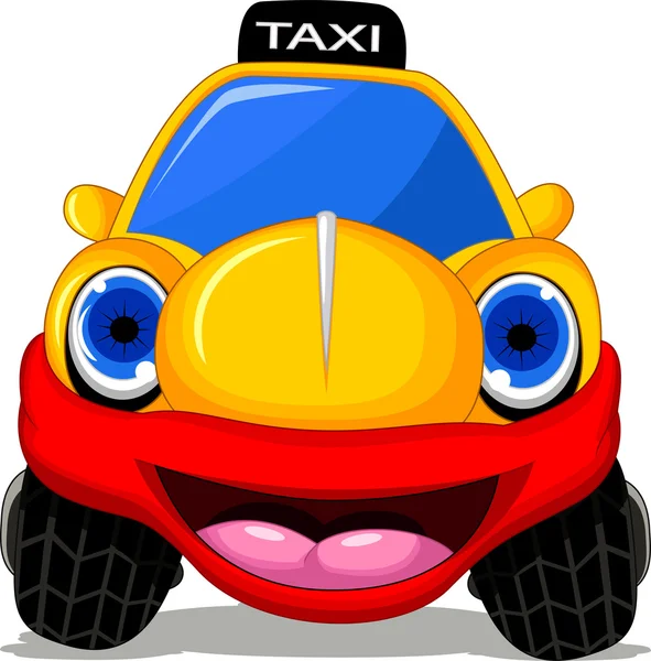 Карикатурный автомобиль такси с красной улыбкой для оформления транспорта — стоковое фото