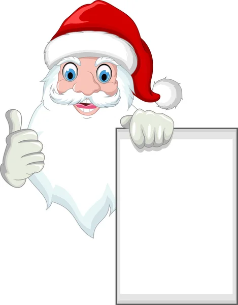 Santa clause cartoon holding blank sign — Stock Photo, Image