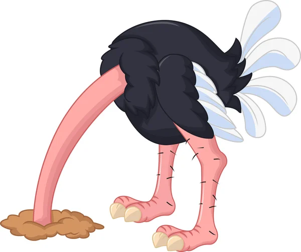 Dibujos animados avestruz ha enterrado una cabeza en la arena —  Fotos de Stock