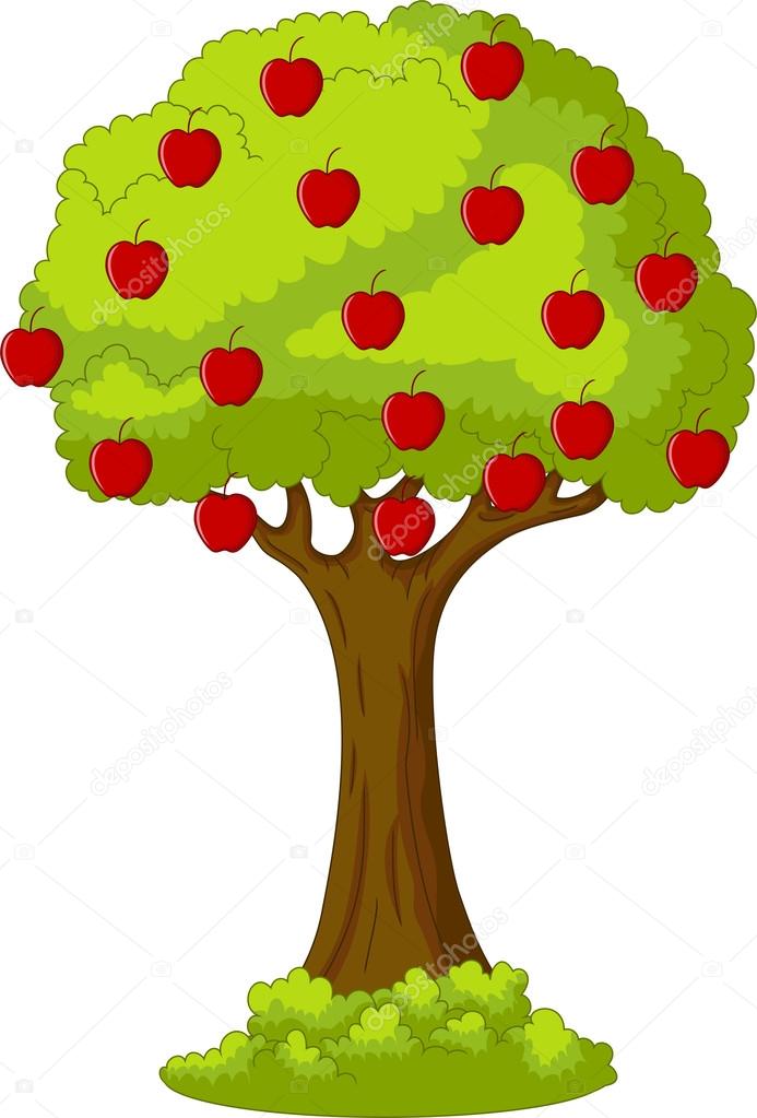 Green Apple tree full of red apples
