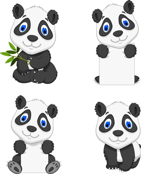 Koleksiyon komik karikatür panda — Stok fotoğraf