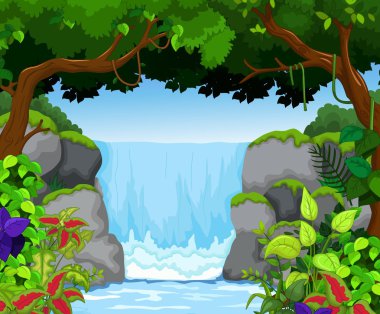 şelale peyzaj görünümü arka plan ile