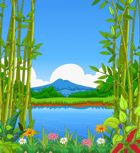 beauty lake with landscape view background