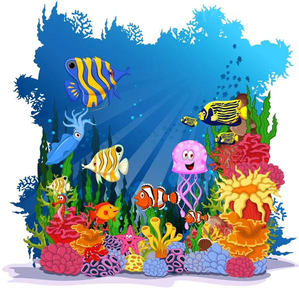 Divertida vida marina de dibujos animados para usted diseño — Foto de Stock
