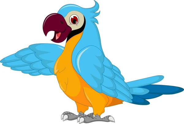 Söt papegoja cartoon poserar — Stockfoto