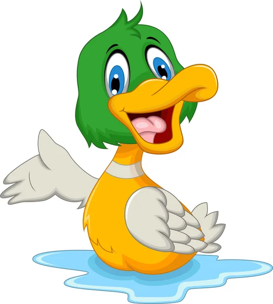 Funny baby duck cartoon poserar — Stockfoto