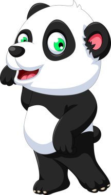 sevimli panda çizgi film poz