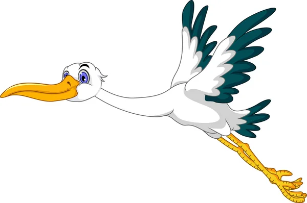 Cute stork cartoon flying — Stock Photo, Image