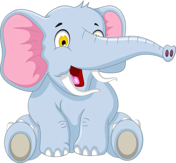 Lindo elefante de dibujos animados sentado — Foto de Stock