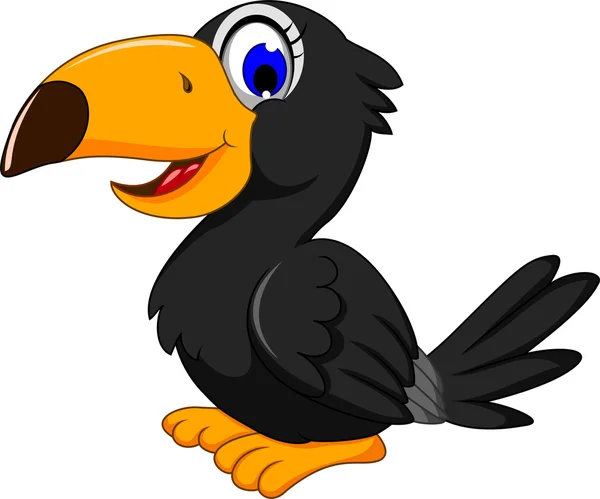 Cute black bird cartoon — Stock Photo, Image