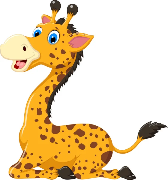 Carino giraffa cartone animato seduta — Foto Stock