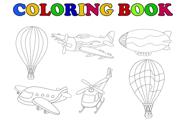 Livro de colorir de transporte aéreo conjunto de desenhos animados — Fotografia de Stock