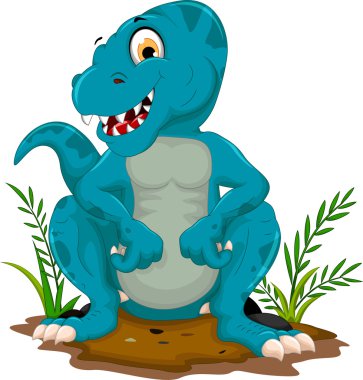 şirin Tyrannosaurus karikatür oturma