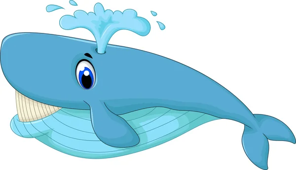 Cute blue cartoon whale smiling — Stock Photo, Image