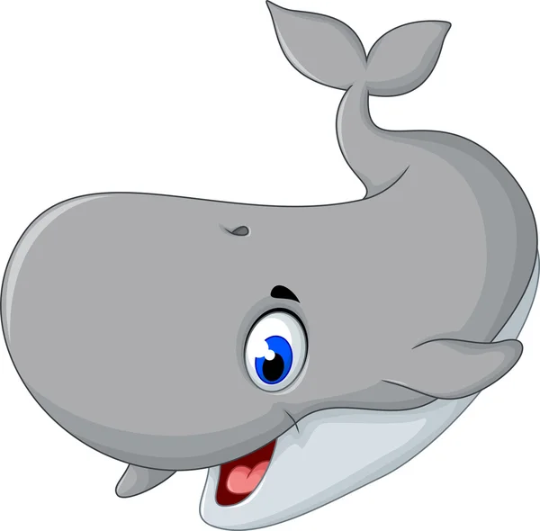 Lindo gris ballena dibujos animados sonriendo —  Fotos de Stock