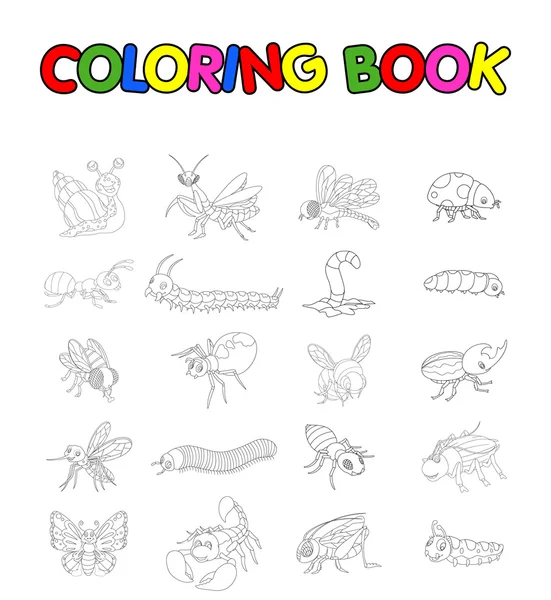 Coloring book with collection of insects — Stock Photo, Image