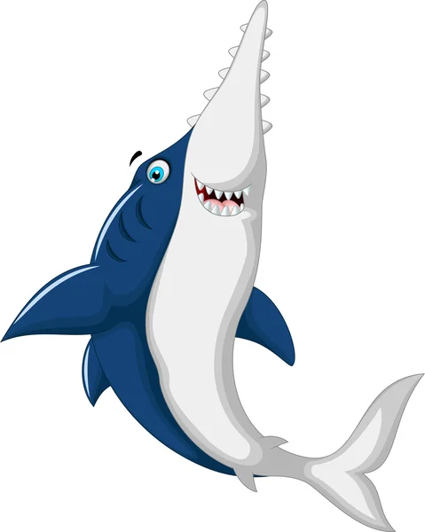 Милая акула пилит карикатуры на прыжки — стоковое фото
