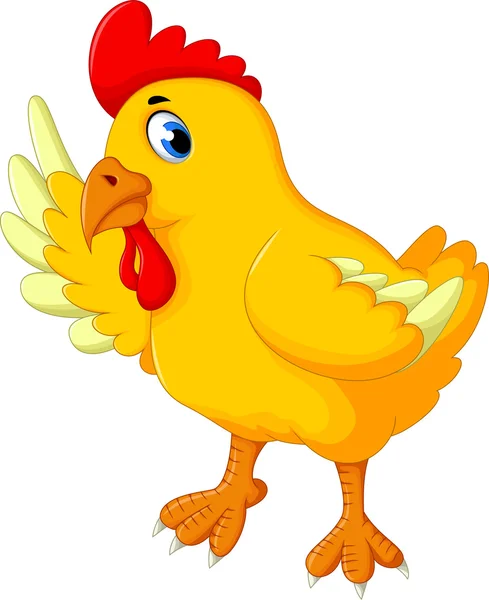 Cute yellow chicken cartoon waving — Stock Photo, Image