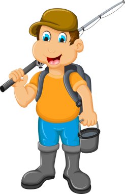 komik küçük çocuk karikatür Balık tutma