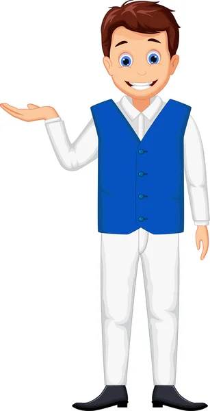 Cute waiter man cartoon posing — Stock Photo, Image