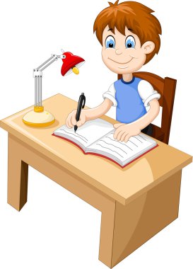 Masa başında eğitim komik çocuk karikatür
