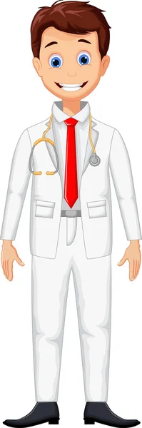 Cute young professional doctor cartoon — Stock Vector