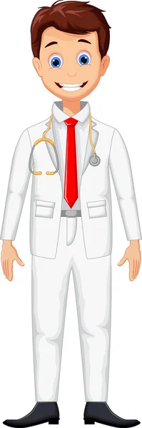 Lindo joven profesional médico de dibujos animados — Vector de stock