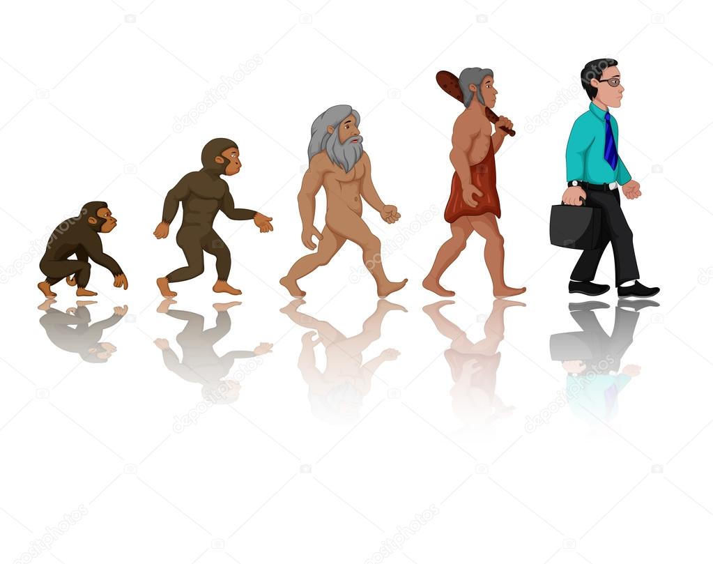 Concept of human evolution from ape to man