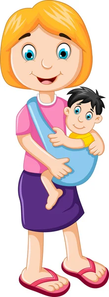 Happy mother holding her baby child — Διανυσματικό Αρχείο