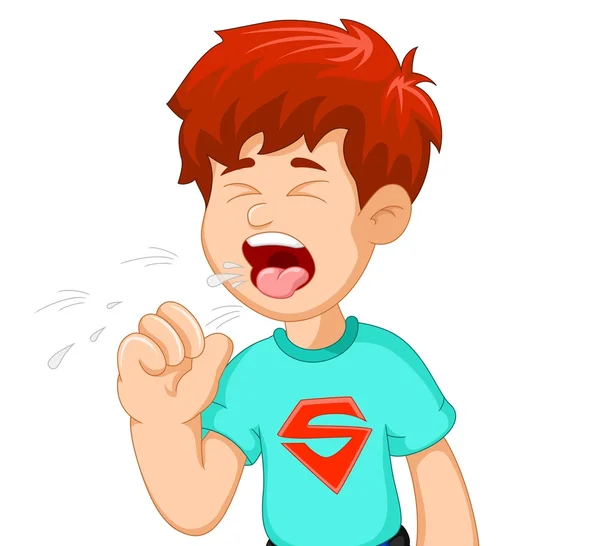 Jongen cartoon hoesten voor u ontwerpen — Stockvector