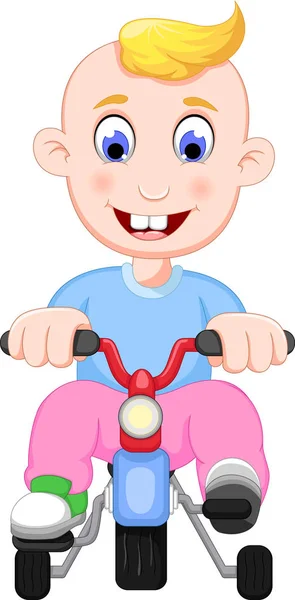 Смішний дитячий мультфільм грає на велосипеді — стоковий вектор