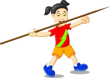 Mızrak oynayan komik kız çizgi filmi.