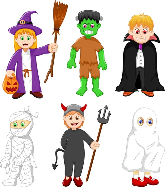Halloween kılık çocuklarla topluluğu — Stok Vektör