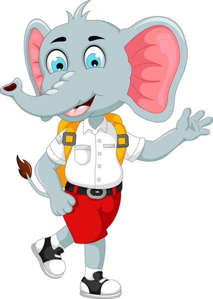 Grappige mannelijke olifant cartoon gaan naar school — Stockfoto