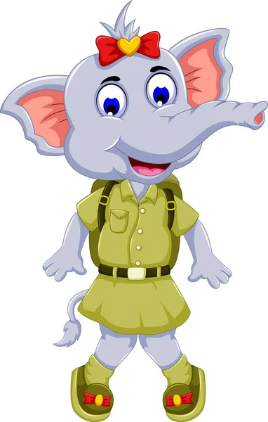 Grappige olifant cartoon met safari uniform — Stockfoto