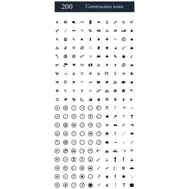 200 inşaat simgeler kümesi