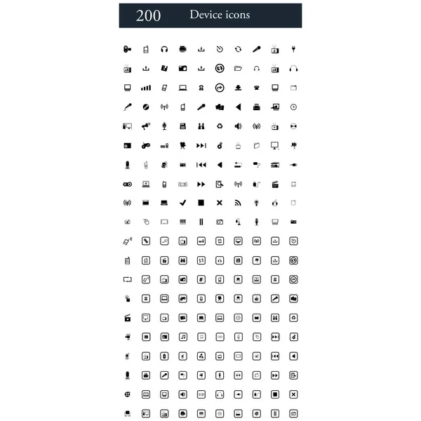 Conjunto de 200 ícones do dispositivo — Vetor de Stock