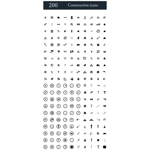 Ensemble de 200 icônes de construction — Image vectorielle