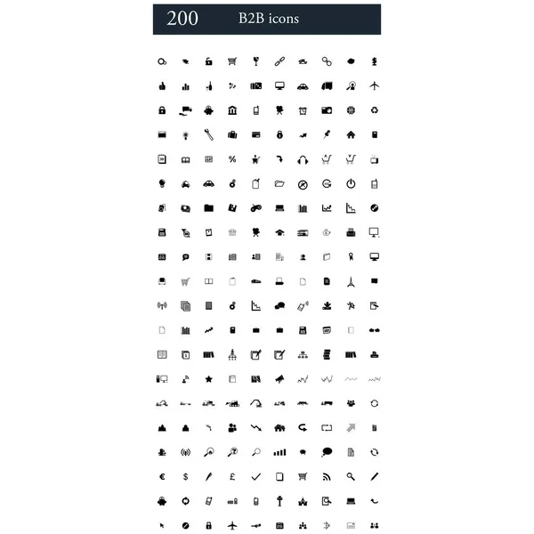 Ensemble de 200 icônes B2B — Image vectorielle