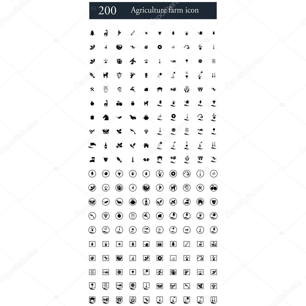 Vector illustration of set of 200 agriculture farm icons