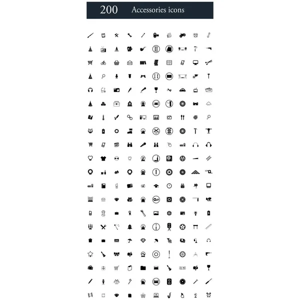 Набор из 200 иконок аксессуаров — стоковое фото