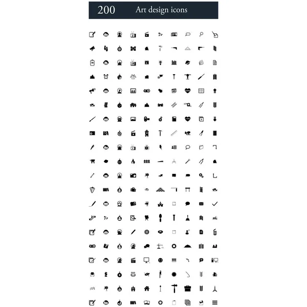 Набор из 200 икон художественного дизайна — стоковое фото