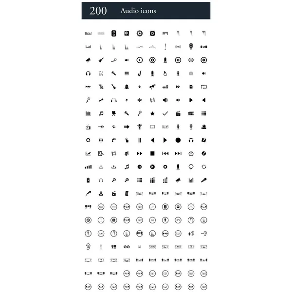Набір з 200 звукових піктограм — стокове фото