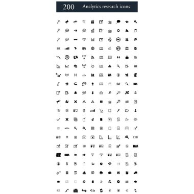 200 analitik araştırma simgeler kümesi