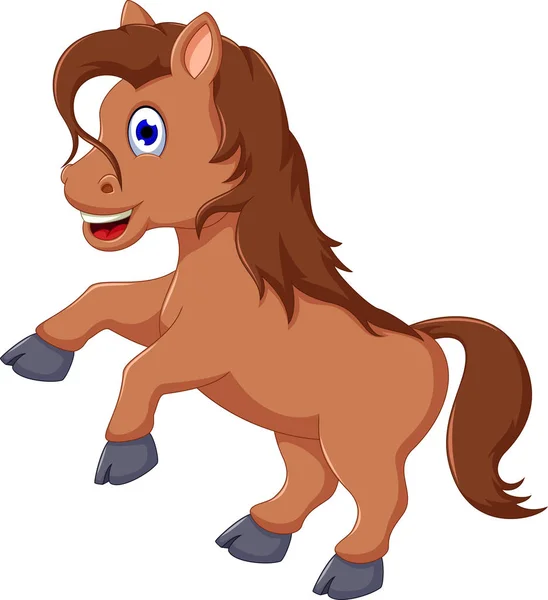 Lindo caballo de dibujos animados corriendo — Vector de stock